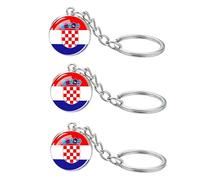 LLBFHH 3 Pcs European Countries Flag Key Chain, Cool Keychain for Car Keys, Stainless Steel Keyrings & Keychains, Croatia