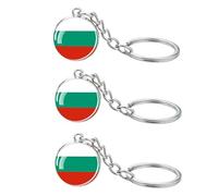 LLBFHH 3 Pcs European Countries Flag Key Chain, Cool Keychain for Car Keys, Stainless Steel Keyrings & Keychains, Bulgaria