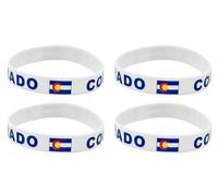 LLBFHH 4 Pcs Colorado State Flag Rubber Bracelets,State Flag Silicone Bracelet, Rubber Wristbands Patriotic Decorations Gift., S, Polyester, polyester