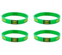 LLBFHH 4 Pcs Grenada Grenadian Country Flag Rubber Bracelets, National Flag Silicone Bracelet, Rubber Wristbands Patriotic Decorations Gift., moderate, polyester