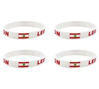 LLBFHH 4 Pcs Lebanon Lebanese Country Flag Rubber Bracelets, National Flag Silicone Bracelet, Rubber Wristbands Patriotic Decorations Gift., moderate, polyester
