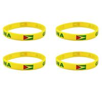 LLBFHH 4pcs Silicone Wristbands, Guyana National Flag Rubber Bracelets, Patriotic Decorations Gift