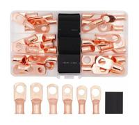 LLBOGRGGN 140Pcs SC Terminals lug Tinned Copper Tube Lug Ring Seal Battery Wire Connectors Cable Crimped+Heat Shrink Tube