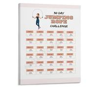 LLBOGRGGN 30 Day Skipping Rope Challenge Poster Home Workout Plan Fat Burn Cardio Exercise Chart Wall-Art Decor(Framed,12x18inch(30x45cm))