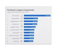 LLBOGRGGN Animal Longevity Chart Comparative Wildlife Lifespan Educational Biology Science Poster Wall Decor for Classroom Home School Library Office Learning Display(Framed,16x24inch(40x60cm))