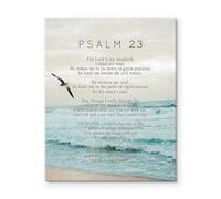 LLBOGRGGN Beach Theme Scripture Art Psalm 23 Canvas Wall Print Christian Bible Verse Inspirational Decor for Living Room(Unframed,16x24inch(40x60cm))