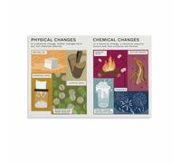 LLBOGRGGN Chemical Changes vs Physical Science Educational Poster Wall-Art Print for Classroom Decor Homeschool Setup Teacher Aid (Framed,12x18inch(30x45cm))