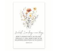 LLBOGRGGN Christian Home Decor Poster Behold I Am Doing A New Thing, Inspirational Bible Verse Wall Art Print for Office & Church(Framed,12x18inch(30x45cm))