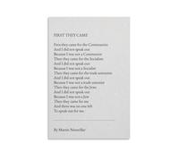 LLBOGRGGN "First They Came Poem by Martin Niemoller - Holocaust Remembrance Quote Print, Historical Inspirational Wall-Art for Study Office Library(Framed,12x18inch(30x45cm))