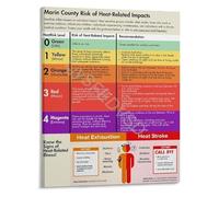 LLBOGRGGN Heat Related Risk Assessment Poster Educational Infographic for Stroke Prevention Guide Canvas Print Wall-Art(Unframed,08x12inch(20x30cm))