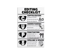 LLBOGRGGN Homeschool ELA Poster, CUPS Writing Checklist, Editing Strategy Guide for Capitalization, Usage, Punctuation, Spelling(Unframed,08x12inch(20x30cm))
