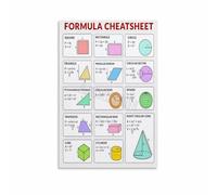 LLBOGRGGN Math Formula Sheet Poster Algebra Geometry Cheatsheet Educational Canvas Wall-Art for Classroom Study Room Office Decor(Unframed,16x24inch(40x60cm))