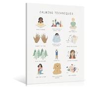 LLBOGRGGN Mental Health Classroom Poster Boho Emotions Chart Calming Corner Feelings Calming Techniques for(Framed,16x24inch(40x60cm))