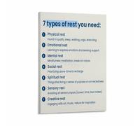 LLBOGRGGN Mindfulness and Self Care Poster Restorative Rest Chart Canvas Wall-Art Wellness Infographic for Home Office Bedroom Decor(Framed,08x12inch(20x30cm))