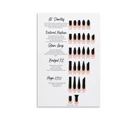 LLBOGRGGN Modern Nail Art Poster Shape Guide and Design Inspiration Canvas Print for Bedroom Bathroom Decor(Framed,08x12inch(20x30cm))