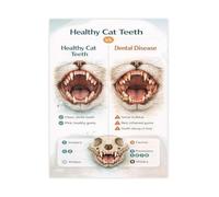 LLBOGRGGN Pet Health Education Poster Feline Chart Cat Teeth Anatomy Veterinary Reference Canvas Wall-Art For Clinic Decor(Framed,08x12inch(20x30cm))