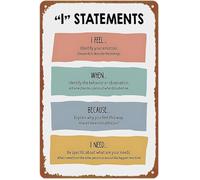 LLBOGRGGN Retro I Statement Assertive Communication Sign for Counselor Office Classroom Wall-Art 8 X 12 in