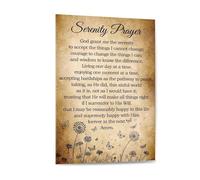 LLBOGRGGN Serenity Prayer Bible Quote Canvas Art, Vintage Religious Wall Decor, Inspirational Print for Meditation & Bedroom(Framed,16x24inch(40x60cm))