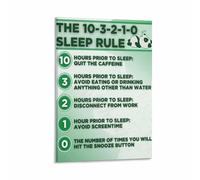 LLBOGRGGN Sleep Habits Poster 10-3-2-1-0 Method Chart for Healthy Night Routine Canvas Wall-Art(Framed,08x12inch(20x30cm))