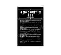 LLBOGRGGN Stoic Virtues Poster, 10 Life Lessons from Marcus Aurelius, Canvas Art Print for Entrepreneurs, Lawyers, Bedroom Nook(Framed,16x24inch(40x60cm))
