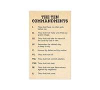 LLBOGRGGN Ten Commandments Wall-Art - Religious Poster Print with Bible Verse, Inspirational Scripture Decor, Decalogue(Framed,16x24inch(40x60cm))