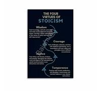 LLBOGRGGN The 4 Pillars of Stoicism Chart: Stoic Virtues Philosophy Print for Classroom and Office(Unframed,12x18inch(30x45cm))