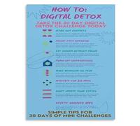 LLBOGRGGN The Complete Digital Detox Guide Mindful Tech Tips Poster Canvas Print Wall-Art for Home(Framed,08x12inch(20x30cm))