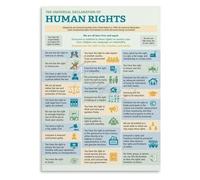 LLBOGRGGN The Full Text UDHR Poster, United Nations Human Rights Charter Canvas Art for University, Embassy, Activist Space(Framed,08x12inch(20x30cm))