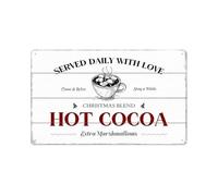 LLBOGRGGN Vintage Metal Tin Sign for Coffee Corner with Cozy Cocoa Design Rustic Wall Decor for Kitchen Farmhouse or Cafe 8 X 12 inch