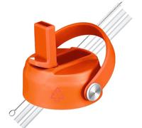 LLCJYYCY Lids with Straw for Hydroflask Wide Mouth 20 32 40 oz, Flex Straw Lid Fit for Hydro Flask Sport Water Bottles, Flexible Handle Replacement Lid Straws Cap Top Accessories (Bright Orange)