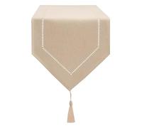 LLCUTESHOP Beige Linen Table Runner, 32 x 275 cm, Modern Wheat Ear Design, Washable for Dining Room & Party Decoration