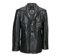 LLD Original Mens Black Real Soft Sheep Leather Blazer Mid Length Vintage Jacket Coat [6XL,Black]