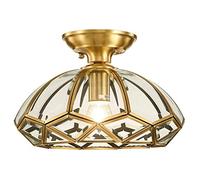 LLDHWX Vintage Brass Ceiling Light Fixture Flush Mount Glass Ceiling Lamp Modern Gold 1-lights Ceiling Lamp For Hallway Stairway Home Kitchen Porch-Copper 31 * 20cm