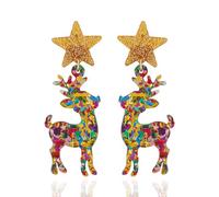 LLDJHYS Christmas Earrings for Women Xmas Party Cat Earrings Personalized Lightweight Cartoon Dog Drop Dangle Earring Winter Christmas Tree Snowman Festival Jewelry Gift, Zinc Acrylic, No Gemstone
