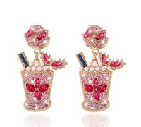LLDJHYS Margarita Earrings for Women Martini Dangle Earrings Handmade Bling Rhinestone Champagne Wine Glass Accessories Party Holiday Jewelry Birthday Gifts, Zinc, Rhinestone