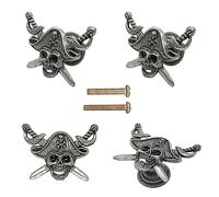 LLDYNW 4 pcs Pirate Knobs Kitchen Cabinet Knobs Dresser Knobs Drawer Pulls Door Knobs Ghost Head Skull Handles Pull Handles for Dresser Drawers (Ancient tin)