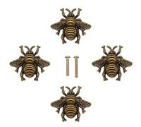 LLDYNW 4pcs Bumble Bee Cabinet Knobs - Insect Drawer Pulls - Animal Single Hole Handles for Dresser & Antique Dresser Bathroom Cabinets (Bronze)