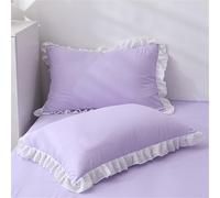 LLECDASEUI 1/2 Pair Vintage French Pillowcases with Ruffles - 29"X18" White Shabby Chic Pillow Shams, Country Girl Pillow Cover (Purple,2 Pair)
