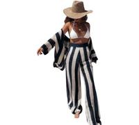 LLECDASEUI Aesthetic 2-Piece Sets for Women Crochet Sets Two Piece Women Crochet Sweater Outfits for Holiday, blue, M
