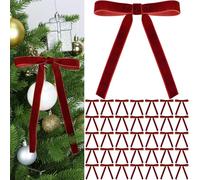LLECDASEUI Christmas Red Velvet Bows of 36 Pcs - Vintage Wedding Velvet Ribbon Gift Bows for Tree Wreath Tie for Home Indoor Decor Outdoor Decorations (Burgundy)