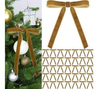 LLECDASEUI Christmas Red Velvet Bows of 36 Pcs - Vintage Wedding Velvet Ribbon Gift Bows for Tree Wreath Tie for Home Indoor Decor Outdoor Decorations (Brown)