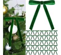 LLECDASEUI Christmas Red Velvet Bows of 36 Pcs - Vintage Wedding Velvet Ribbon Gift Bows for Tree Wreath Tie for Home Indoor Decor Outdoor Decorations (Green)