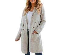 LLECDASEUI Fall Long Cardigan Sweaters for Women Trendy Open Front Coats Knit Winter Jackets Coatigan (Beige,S)