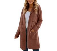 LLECDASEUI Fall Long Cardigan Sweaters for Women Trendy Open Front Coats Knit Winter Jackets Coatigan (Red,XL)