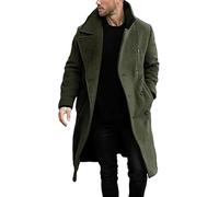 LLECDASEUI Men's British Style Double Breasted Heavyweight Mid Long Wool Pea Coat (L,B-Army Green)