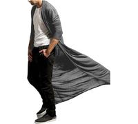 LLECDASEUI Men's Lightweight Drape Long-Slevee Cardigan - Goth Length Shawl Cape, 2024 Fall Hipster Trench Coat for Men (4XL,Grey)
