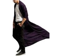 LLECDASEUI Men's Lightweight Drape Long-Slevee Cardigan - Goth Length Shawl Cape, 2024 Fall Hipster Trench Coat for Men (L,Purple)