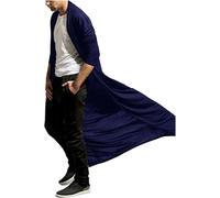 LLECDASEUI Men's Lightweight Drape Long-Slevee Cardigan - Goth Length Shawl Cape, 2024 Fall Hipster Trench Coat for Men (M,Blue)