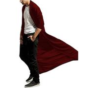 LLECDASEUI Men's Lightweight Drape Long-Slevee Cardigan - Goth Length Shawl Cape, 2024 Fall Hipster Trench Coat for Men (6XL,Red)
