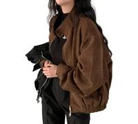 LLECDASEUI Suede Jacket Y2k Outerwear Brown Faux Leather Cropped Jacket Women Fall Fashion 2025 Trendy Crop Blazers (M,Brown)